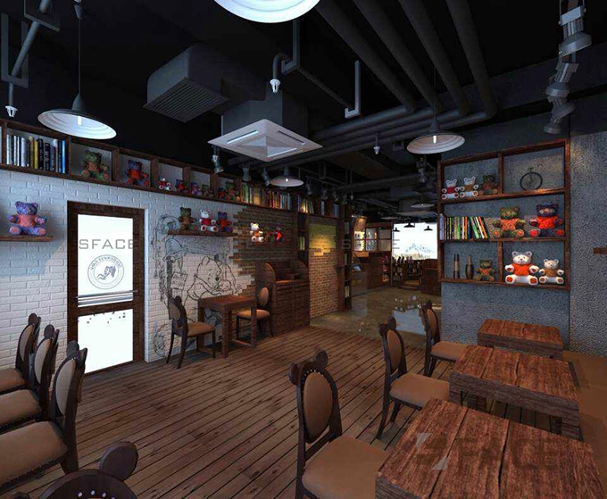 咖啡馆店铺装修效果图(图2)