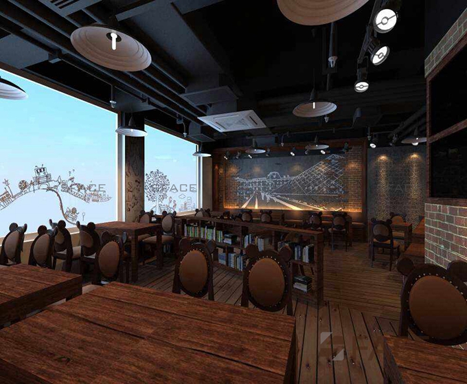 咖啡馆店铺装修效果图(图3)